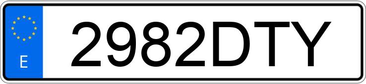 Numer rejestracyjny 2982DTY posiada TOYOTA YARIS