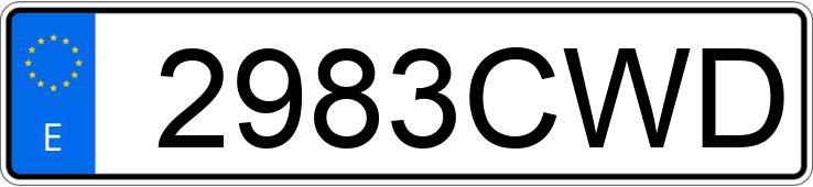 The registration number 2983CWD has BMW SERIE 5