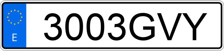 Numer rejestracyjny 3003GVY posiada PEUGEOT EXPERT