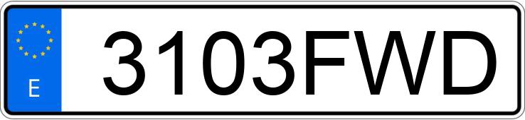 Numer rejestracyjny 3103FWD posiada PEUGEOT PARTNER