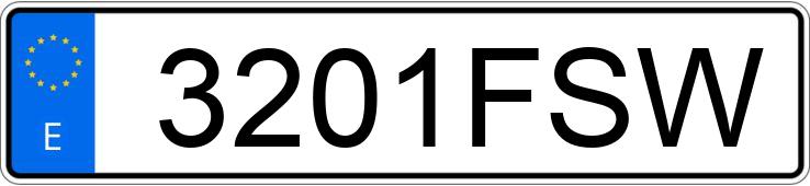 Numer rejestracyjny 3201FSW posiada AUDI A3