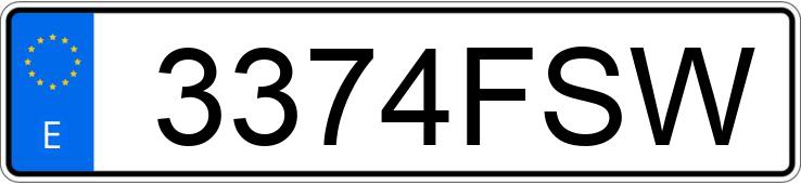 Registreringsnummeret 3374FSW har TOYOTA COROLLA