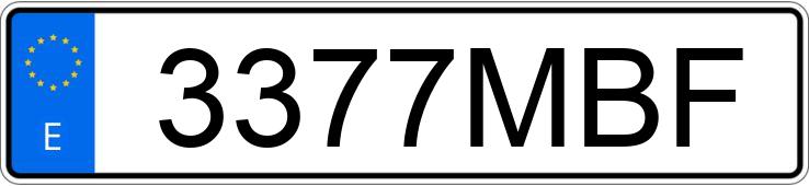 Numer rejestracyjny 3377MBF posiada TESLA MODEL 3