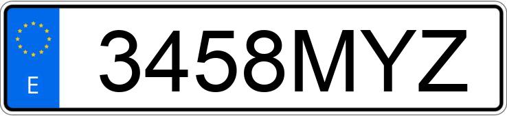 Numer rejestracyjny 3458MYZ posiada DR DR 3.0
