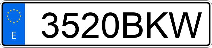 Numer rejestracyjny 3520BKW posiada VOLKSWAGEN EUROVAN
