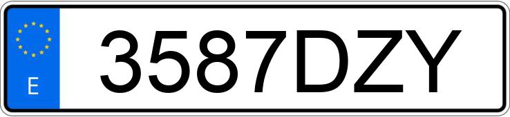 Numer rejestracyjny 3587DZY posiada SEAT IBIZA