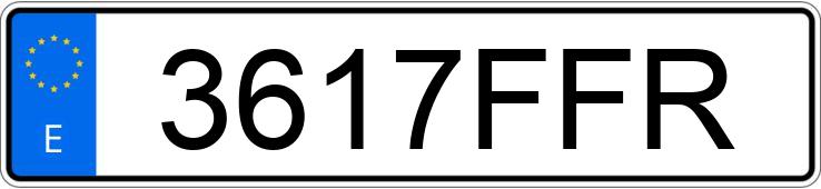 Numer rejestracyjny 3617FFR posiada VOLKSWAGEN GOLF