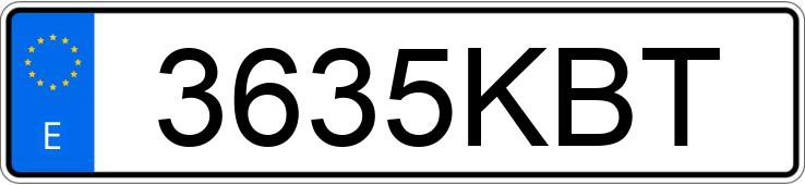 Numer rejestracyjny 3635KBT posiada VOLKSWAGEN GOLF