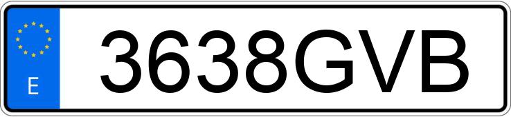 Numer rejestracyjny 3638GVB posiada VOLKSWAGEN GOLF