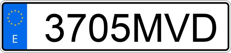 Numer rejestracyjny 3705MVD posiada TESLA MODEL 3