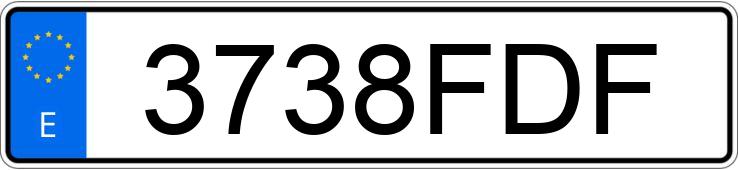 Numer rejestracyjny 3738FDF posiada PEUGEOT 206
