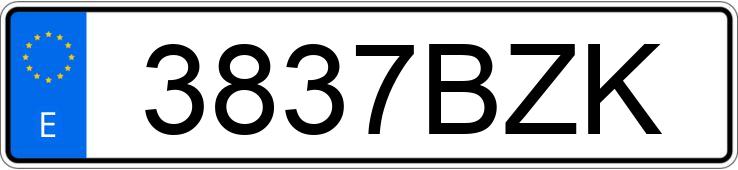 Numer rejestracyjny 3837BZK posiada VOLKSWAGEN GOLF