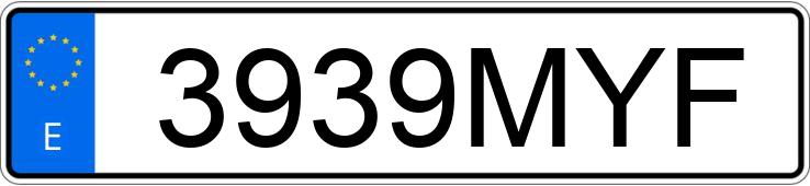 Numer rejestracyjny 3939MYF posiada VOLKSWAGEN GOLF
