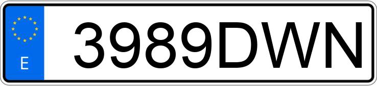 Numer rejestracyjny 3989DWN posiada AUDI A3 SPORTBACK