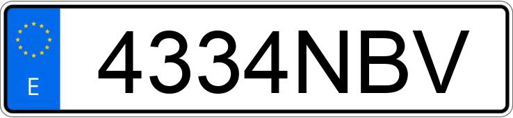 Numer rejestracyjny 4334NBV posiada VOLKSWAGEN GOLF