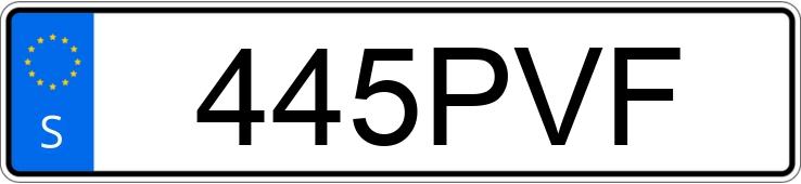 Numer rejestracyjny 445PVF posiada  
