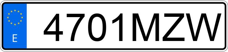Numer rejestracyjny 4701MZW posiada VOLKSWAGEN GOLF