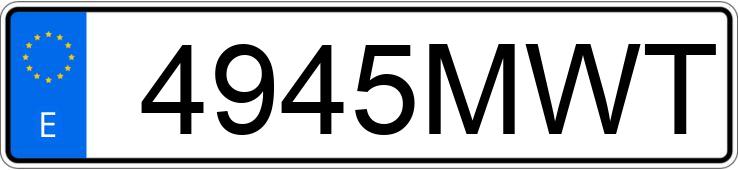 Numer rejestracyjny 4945MWT posiada MG MG3