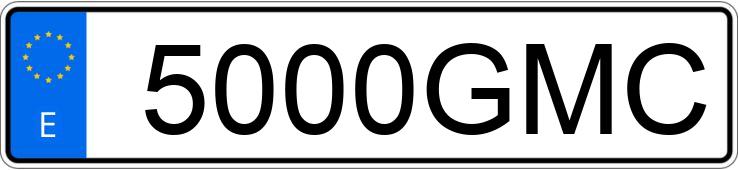 Numer rejestracyjny 5000GMC posiada FIAT 500