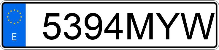 Numer rejestracyjny 5394MYW posiada MG HS