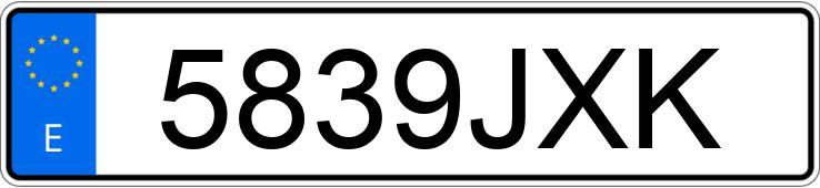 Numer rejestracyjny 5839JXK posiada VOLKSWAGEN TRANSPORTER