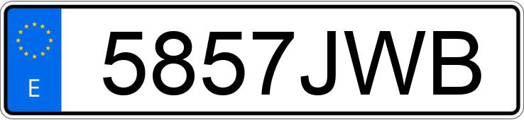 Numer rejestracyjny 5857JWB posiada VOLKSWAGEN GOLF