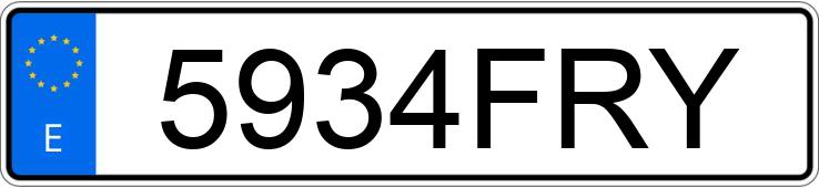 Numer rejestracyjny 5934FRY posiada VOLKSWAGEN TOURAN Numer rejestracyjny 5934FRY posiada VOLKSWAGEN TOURAN