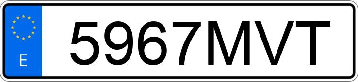 Registreringsnummeret 5967MVT har TOYOTA COROLLA