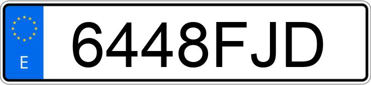 The registration number 6448FJD has VOLKSWAGEN PASSAT