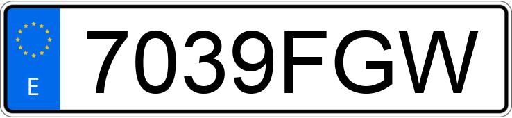 Numer rejestracyjny 7039FGW posiada PEUGEOT 307