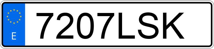 Numer rejestracyjny 7207LSK posiada AUDI A3