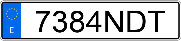 Numer rejestracyjny 7384NDT posiada VOLKSWAGEN GOLF