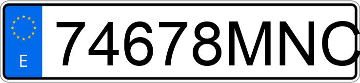 Numer rejestracyjny 74678MNC posiada  