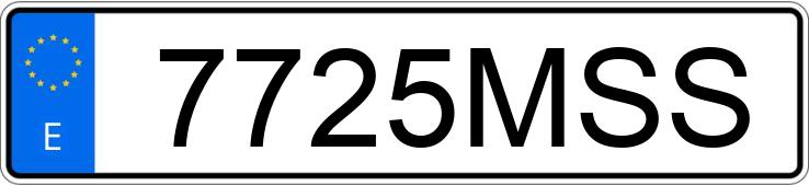 Numer rejestracyjny 7725MSS posiada TESLA MODEL 3
