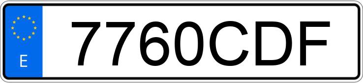 Numer rejestracyjny 7760CDF posiada PEUGEOT 206