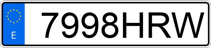 Numer rejestracyjny 7998HRW posiada FIAT PUNTO