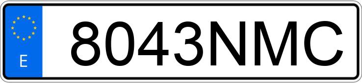 Die Registrierungsnummer 8043NMC hat FORD MUSTANG