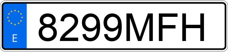 Numer rejestracyjny 8299MFH posiada VOLKSWAGEN GOLF