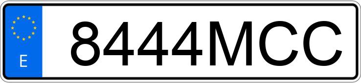 The registration number 8444MCC has VOLKSWAGEN POLO