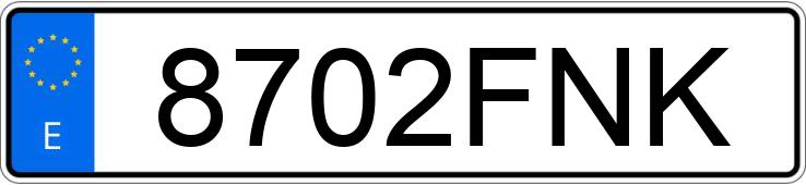 Numer rejestracyjny 8702FNK posiada SKODA OCTAVIA