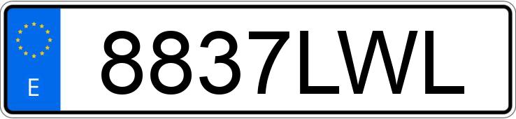 Numer rejestracyjny 8837LWL posiada TESLA MODEL 3