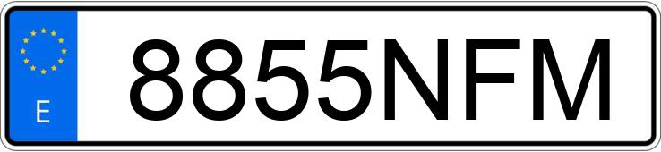 Numer rejestracyjny 8855NFM posiada TESLA MODEL 3