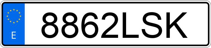 The registration number 8862LSK has AUDI RS5 SPORTBACK