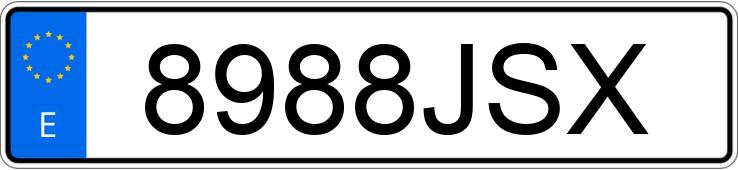 Numer rejestracyjny 8988JSX posiada DS DS5