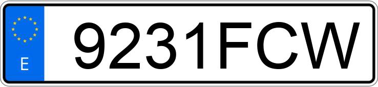 The registration number 9231FCW has PEUGEOT BOXER