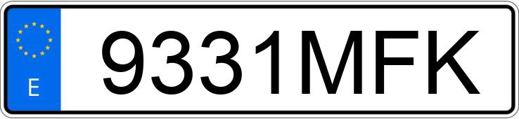 Numer rejestracyjny 9331MFK posiada VOLKSWAGEN GOLF