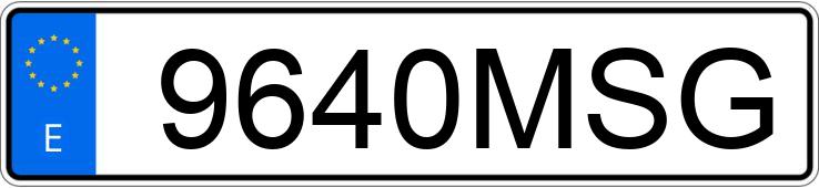 Numer rejestracyjny 9640MSG posiada MG ZS