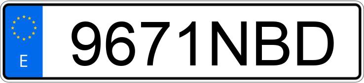 Numer rejestracyjny 9671NBD posiada VOLKSWAGEN GOLF