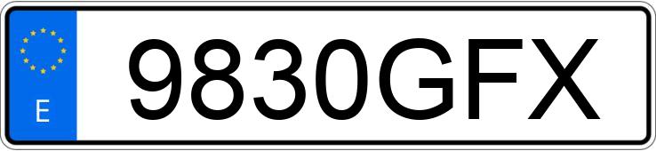 Numer rejestracyjny 9830GFX posiada PEUGEOT 207