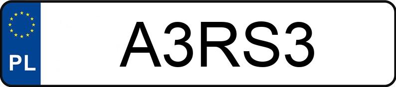 Numer rejestracyjny A3RS3 posiada AUDI RS 3 SPORTBACK